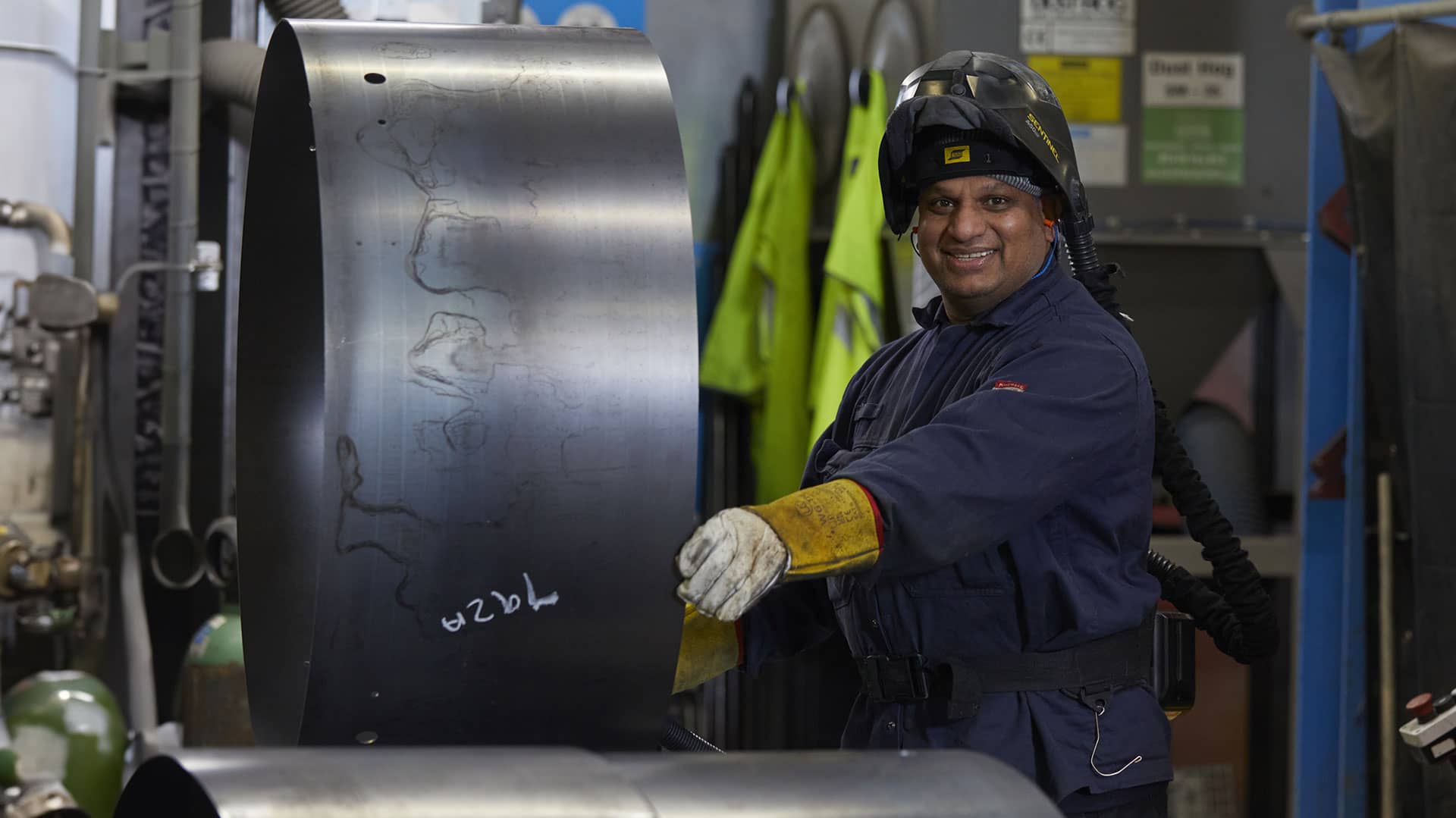 Man smiling at work